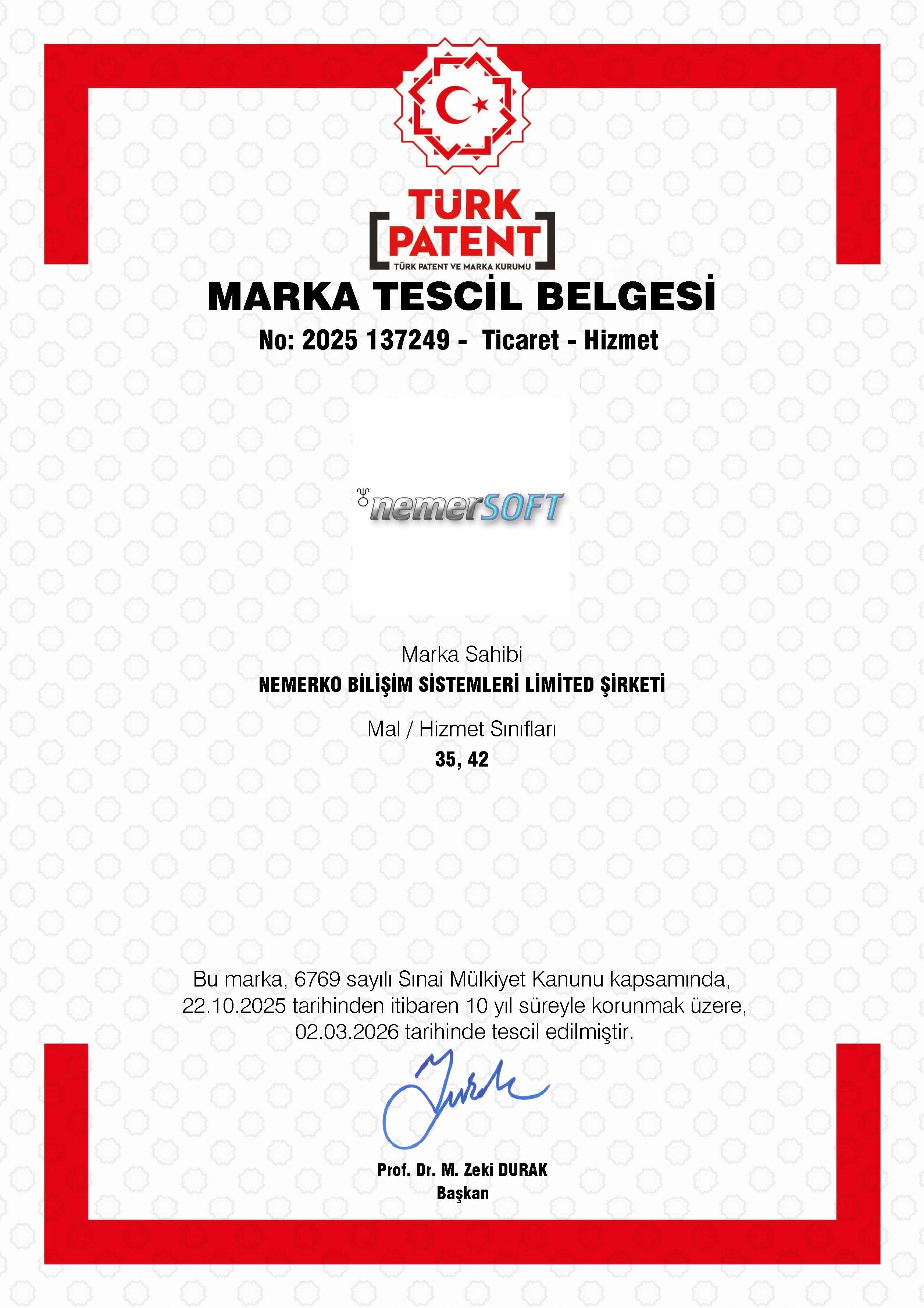 nemerSOFT Marka Tescil